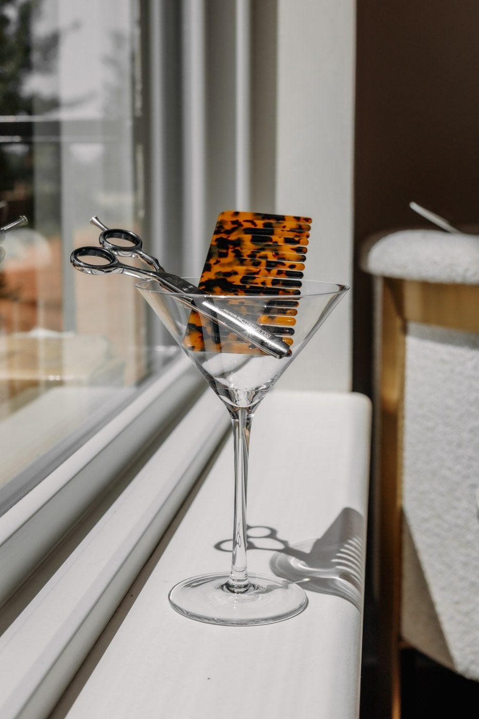 Scissors in a martini glass — the LŪK bar cart